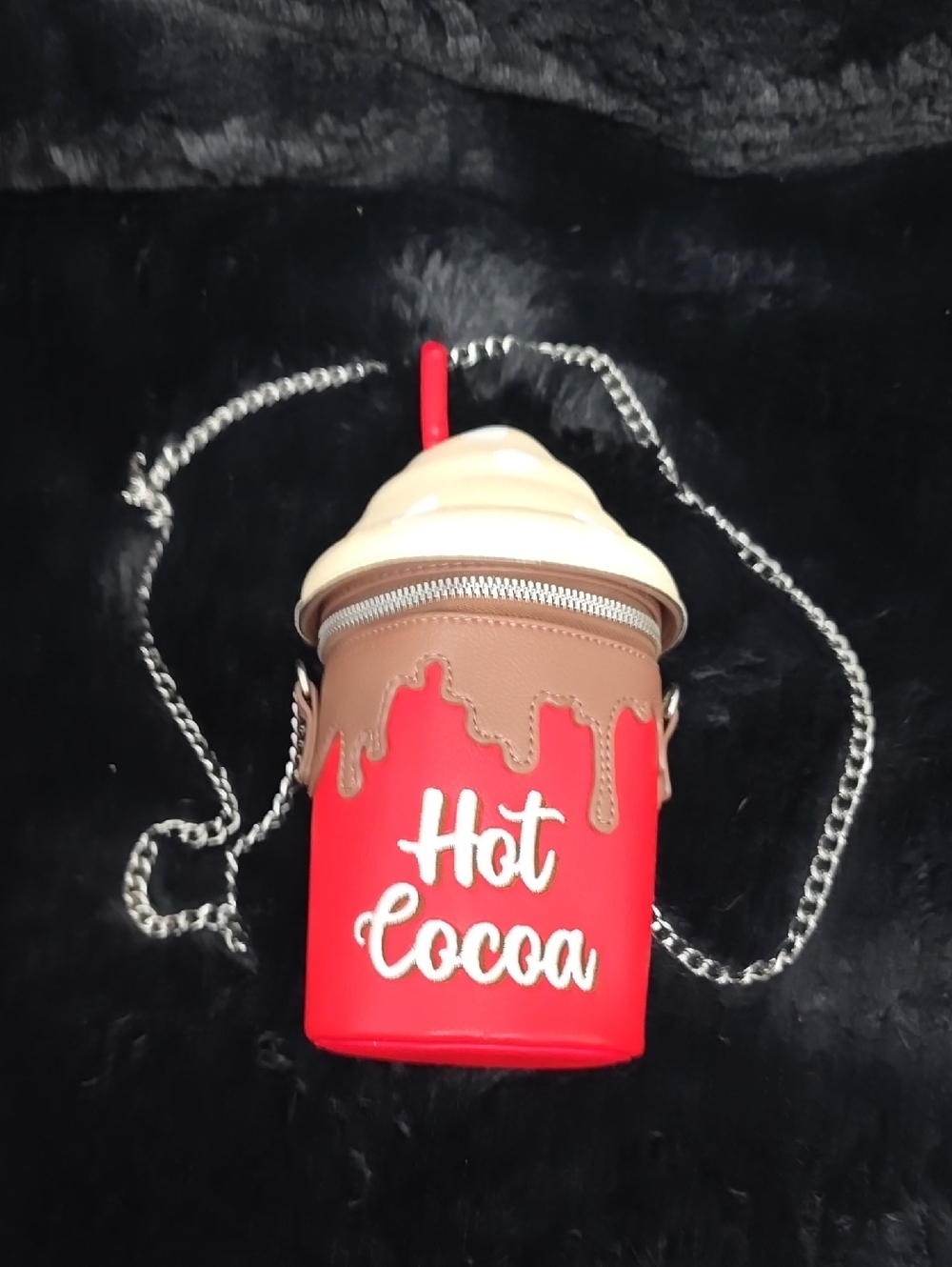 Hot Cocoa Novelty Crossbody Bag in Red and Cream